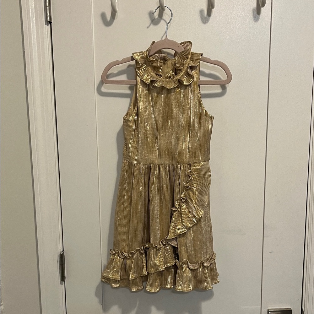 Janie and Jack Gold Ruffle Dress Size 6